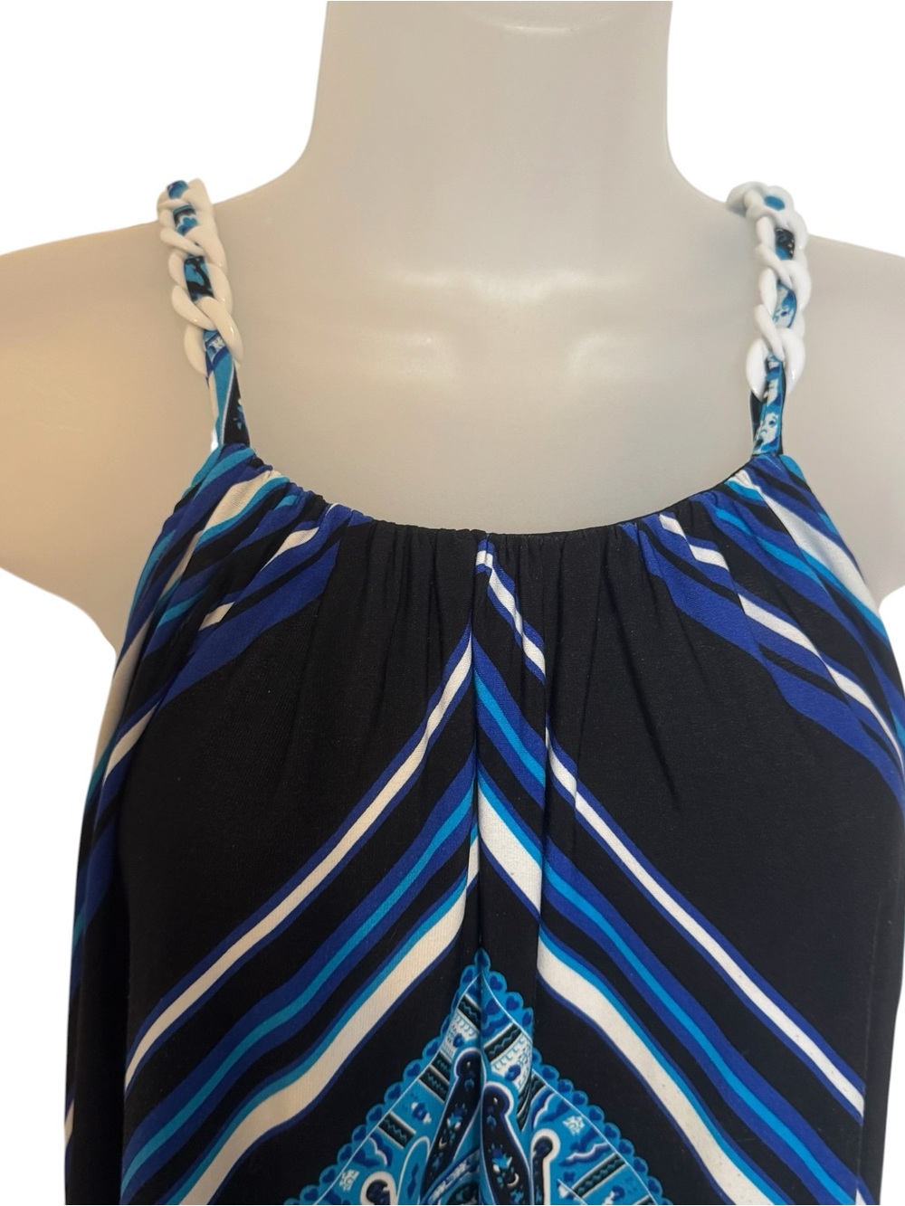 Summer Blue/Black Printed Sundress SIZE: 12 # - Picture 2 of 6